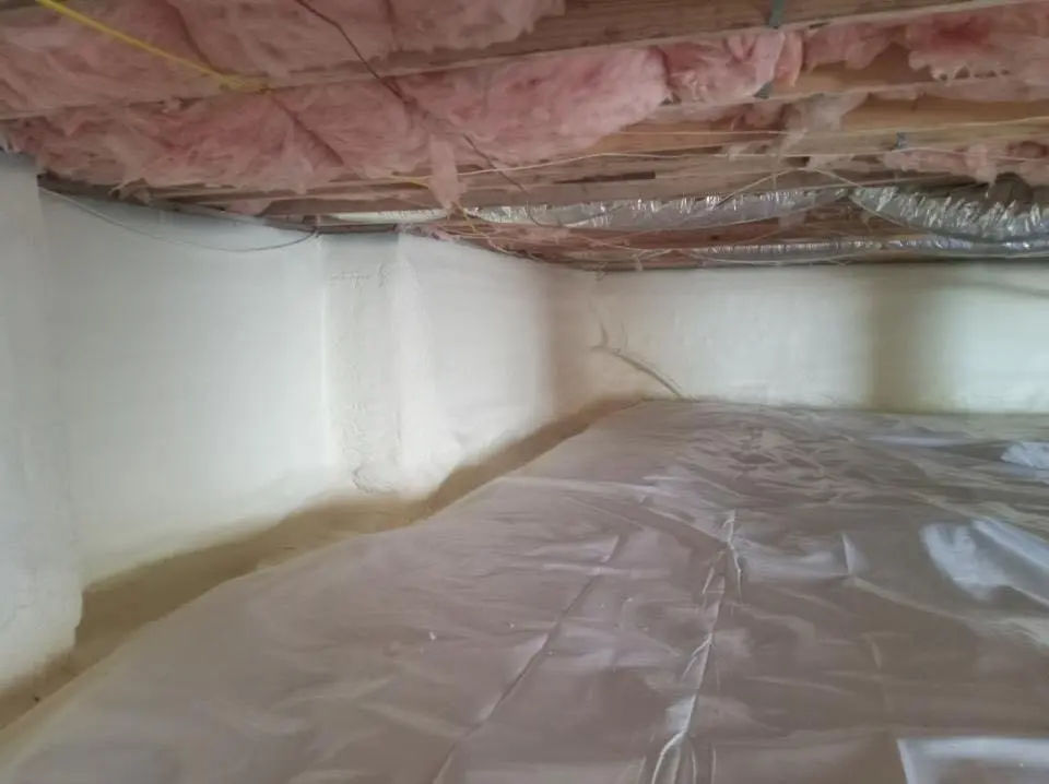 Crawl space encapsulation with closed-cell spray foam for Attic Insulation in North Smithfield